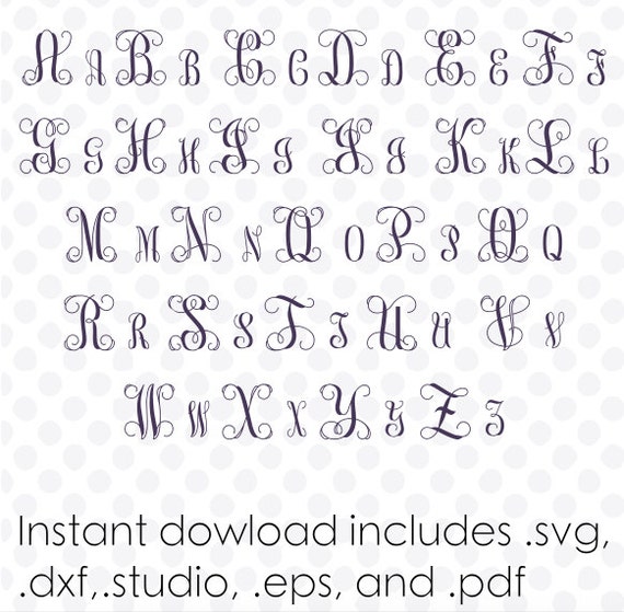 Download Vine monogram font svg instant download (.dxf .svg and ...