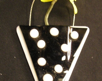 Black and White Polka Dotted Fused Glass Pocket Vase