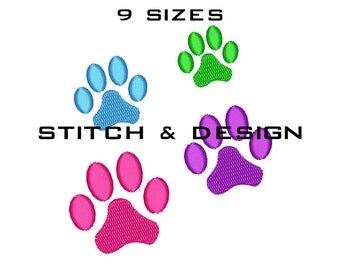 Paw Print Embroidery Design - Paw Machine Embroidery Download