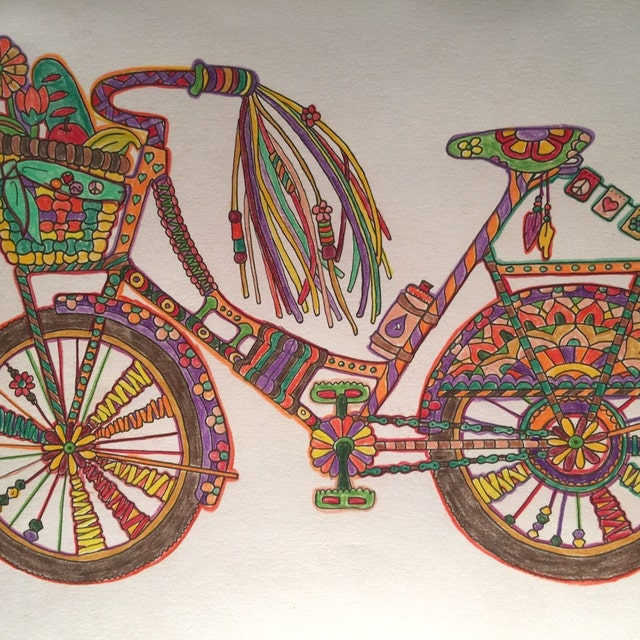 Bicycle adult coloring page by Candy Hippie http://candyhippie.com