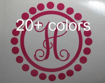 Yeti Colster Monogram Decal / Sticker *Available in 24 Colors* one letter, circles, dots, polka dot, single