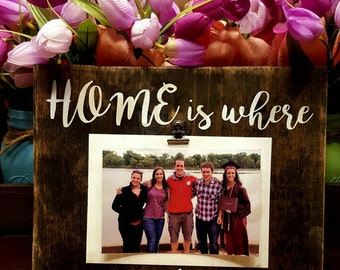 Mother's Day Picture Frame, "Home is where your Mom is", Mom gift, family picture frame, mom birthday gift, mom Christmas gift