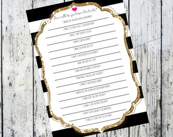 How Well do you know the Bride Bridal Shower Game*Digital Listing*-Kate Spade Inspired