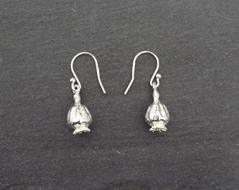 Poppy Seed Pod Drop Earrings (Sterling Silver)