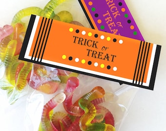 Halloween Printable Candy Bag Topper, Instant Download Printable Halloween Treats Bag Topper, Trick Or Treat Candy Toppers