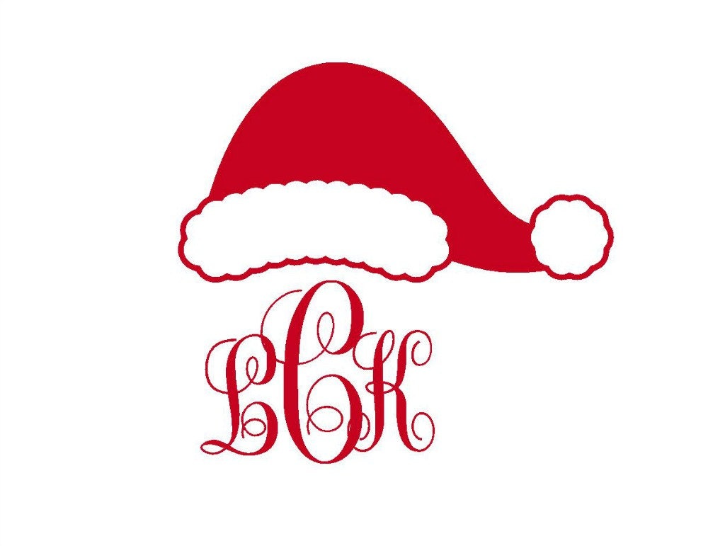Download Monogram Hat Santa Christmas Iron On Transfer Personalized