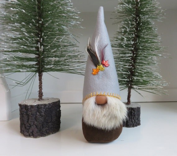 Swedish Gnome Tomte Autumn Gnome grey and by FlowerValleyGnomes