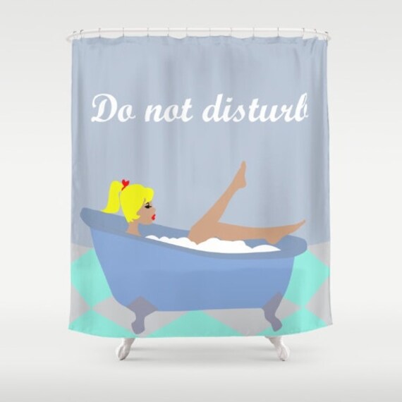 Do not disturb blue shower curtainRedhead in the bathtub cool