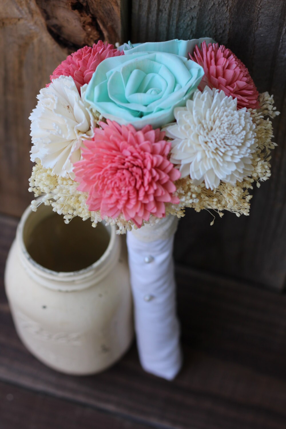 wedding bouquet sola flower bouquet bridal bouquet rustic