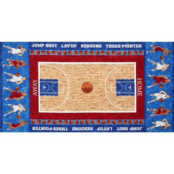 Hoops Basketball Quilt Panel / Basketball Fabric Panel