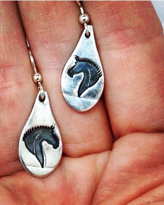 Equestrian Earrings Sterling Silver Horse Earrings Horse