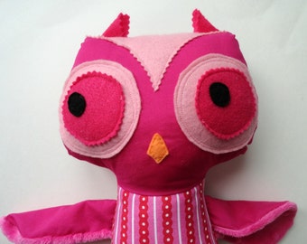 pink stuffed owl