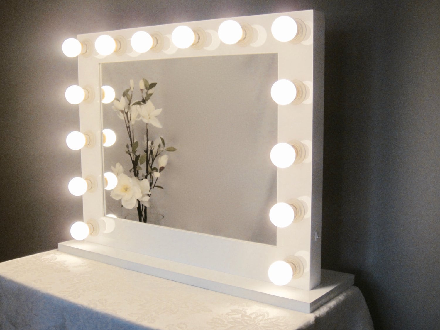 Grand Hollywood Lighted Vanity Mirror w/ LED Bulbs by ...