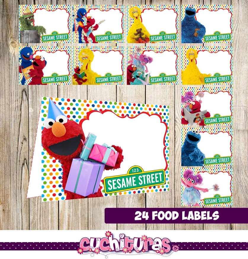 24 Sesame Street Food Tent Cards instant download Printable