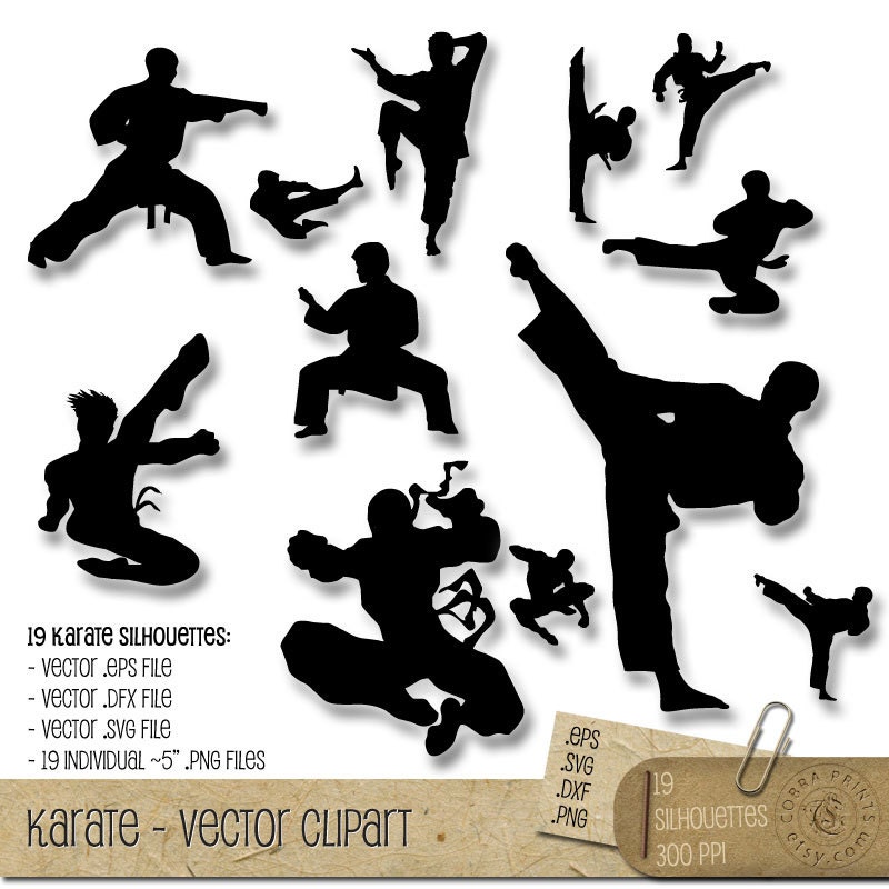 Download Martial Arts Karate Silhouettes Vector Clip Art SVG by ...