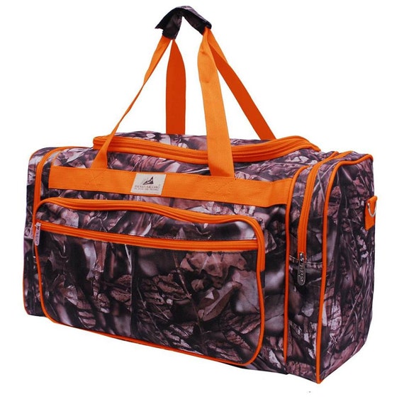 Items similar to Orange Camo Duffle Bag Overnight Bag Camo