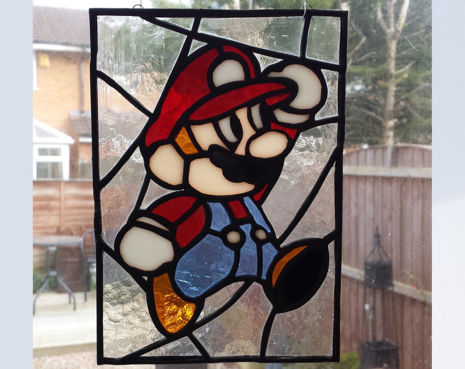 Super Mario Stained Glass Panel / Hanger for wall window or