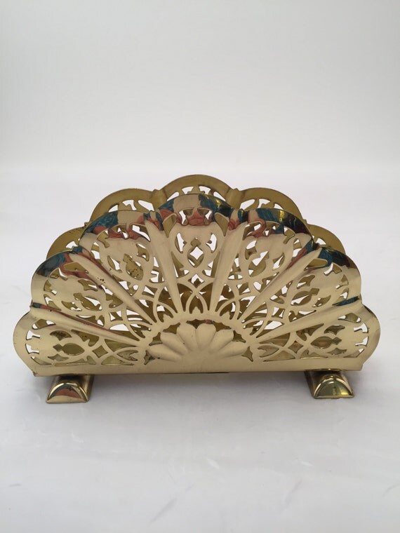 German Brass Napkin Holder Vintage West German Brass Napking