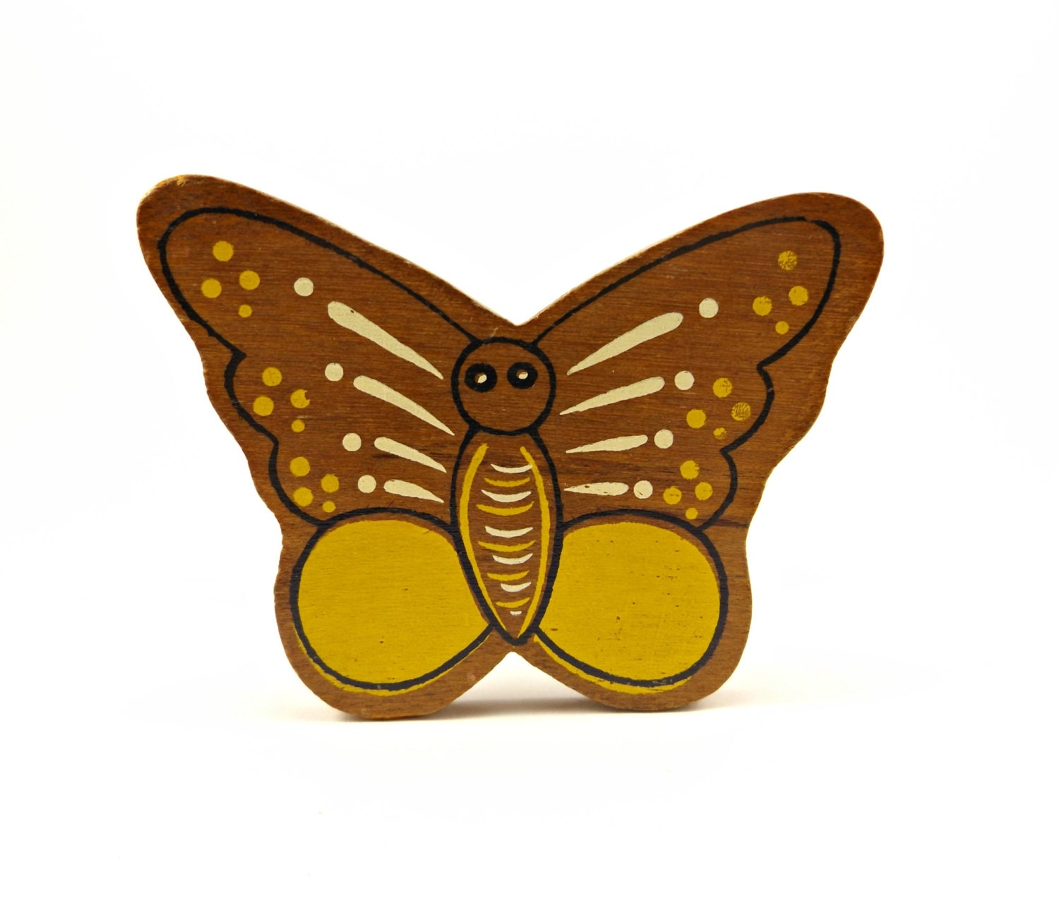 Wood Butterfly Napkin Holder Vintage Kitchen Storage