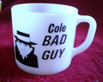 I had A Bad Idea Vintage Fire King Milk Glass Coffee Collector Mug Cup