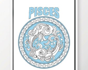 Adult Coloring Page Zodiac Gemini