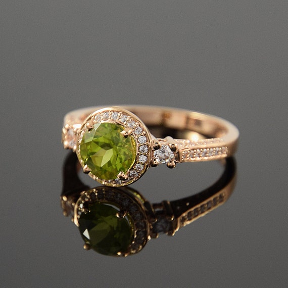 Peridot ring Multistone ring Birthstone ring Green stone