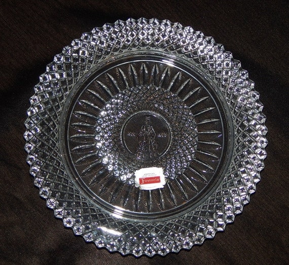 Vintage Fostoria Avon Commemorative Lead Crystal Plate Mrs. Albee Avon's First Representative Made in 1978