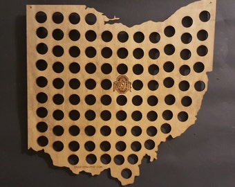 Ohio State Buckeyes Bottle Cap Beer Cap Map Shape of Ohio