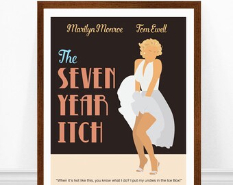 Marilyn Monroe Wall Art, Seven Year Itch Movie Poster, Minimalist Poster, Marilyn Monroe Poster, Minimalist Art