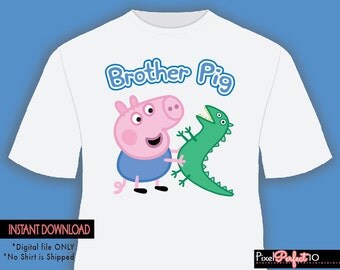 Brother pig, Peppa pig tshirt iron on transfer, Peppa pig birthday party shirt iron on transfer, printable, Brother Shirt, Digital File Only