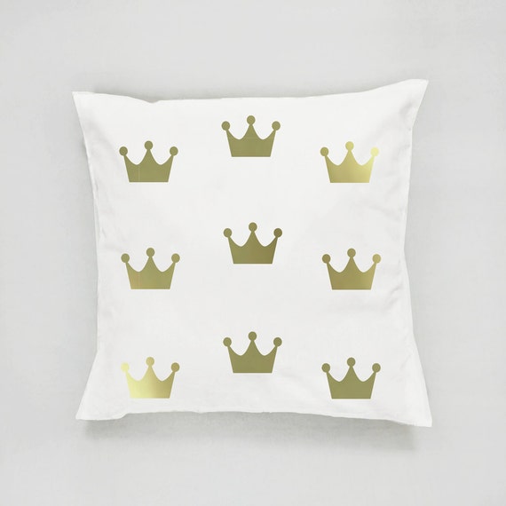 Crown Pattern Pillow Gold Crown Pillow Home Decor by LovelyPosters