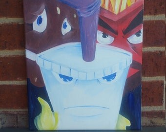 Aqua Teen Hunger Force (ATHF) Frylock MeatWad Master Shake Acrylic Painting