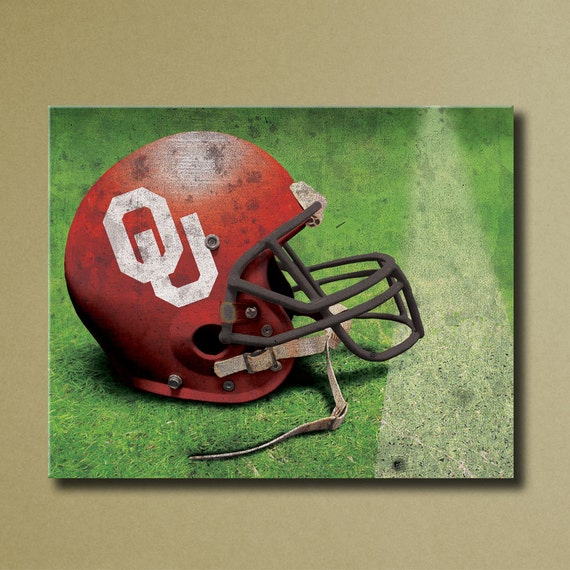 Oklahoma Sooners Canvas Wall Art Grunge Football by SportsCorner