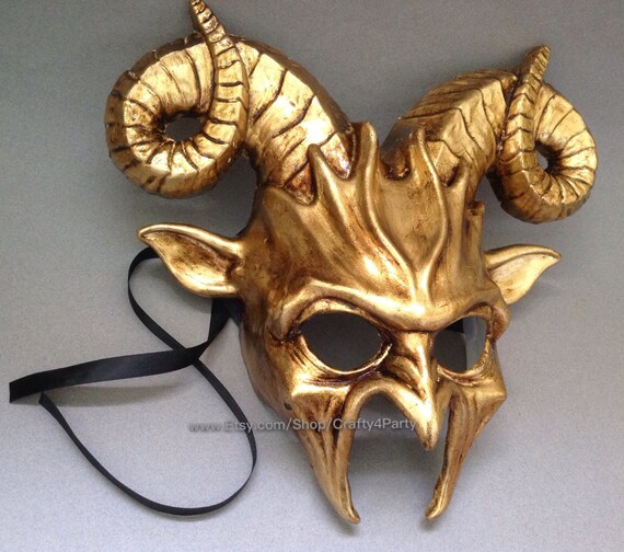 Gold Mask Animal Costume Burlesque Gold Masquerade Ram Mask