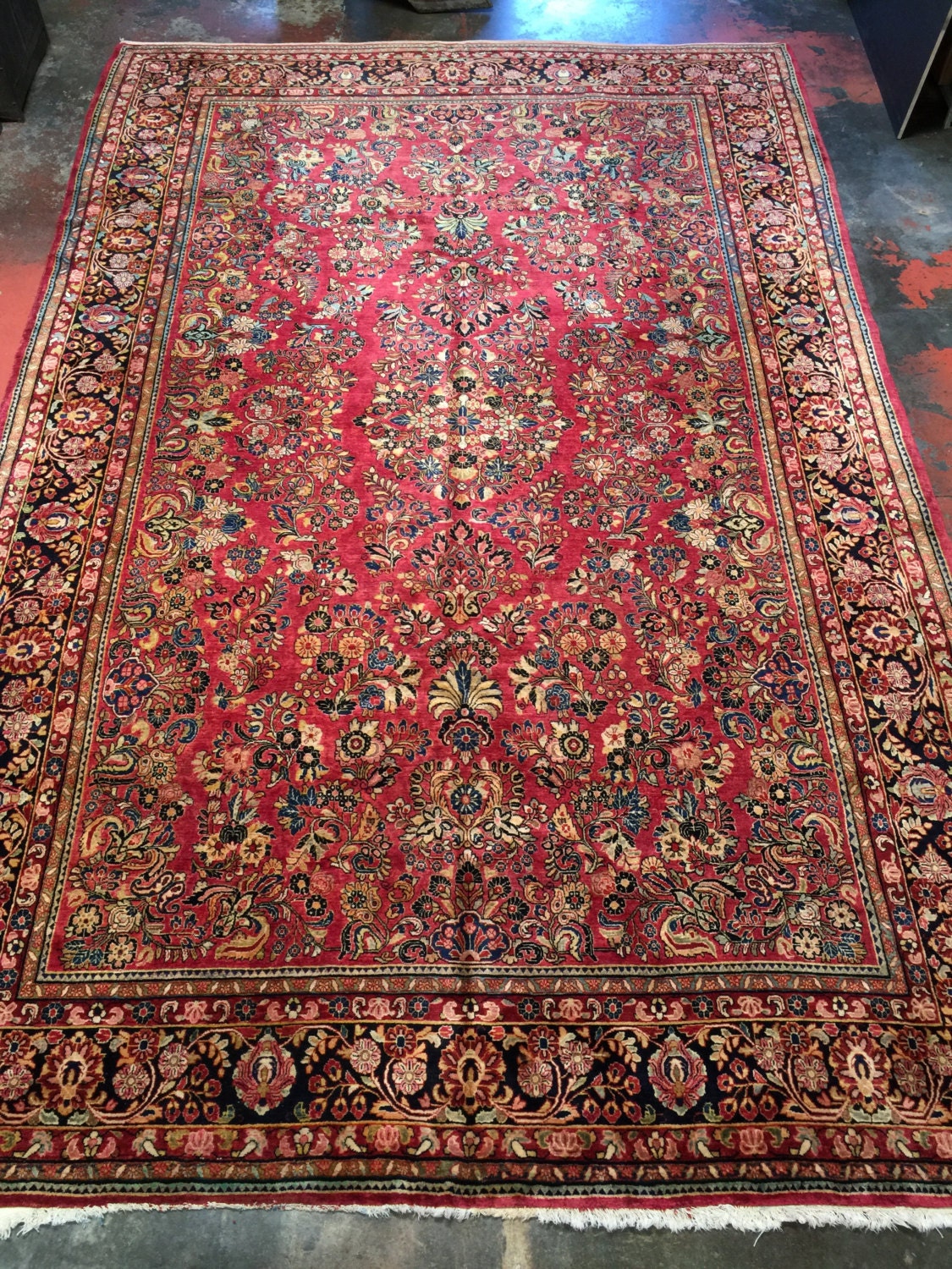 Large Wine Red Persian Sarouk Rug 10' x 15'6