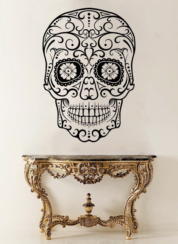 Sugar Skull Wall Decal Sugar Skull Vinyl Sticker Wall Vinyl Decals Wall