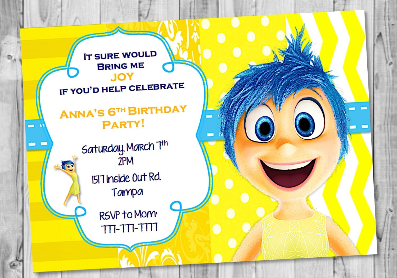 Joy Inside Out Birthday Invitation