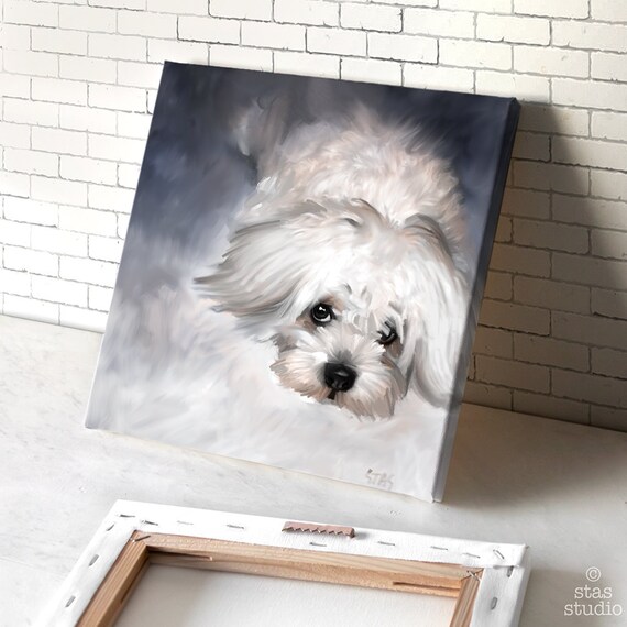 Items similar to MALTESE DOG on CANVAS (Mounted / Gallery Wrap