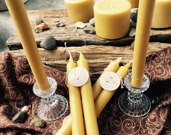 100% Pure Beeswax Taper Candles. Set of 2 pure organic beeswax candles, 10" elegant taper candles. They are dripless pure beeswax candles.