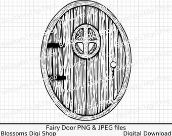 Fairy door clipart coloring instant download by BlossomsDigiShop