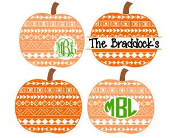 Aztec Monogram Pumpkin Set; SVG, DXF, PS, Ai and Pdf Digital Files for Electronic Cutting Machines