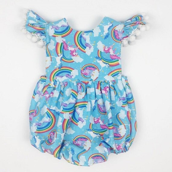 Items similar to Unicorn Baby Girl Romper, Baby Girl Playsuit, Baby