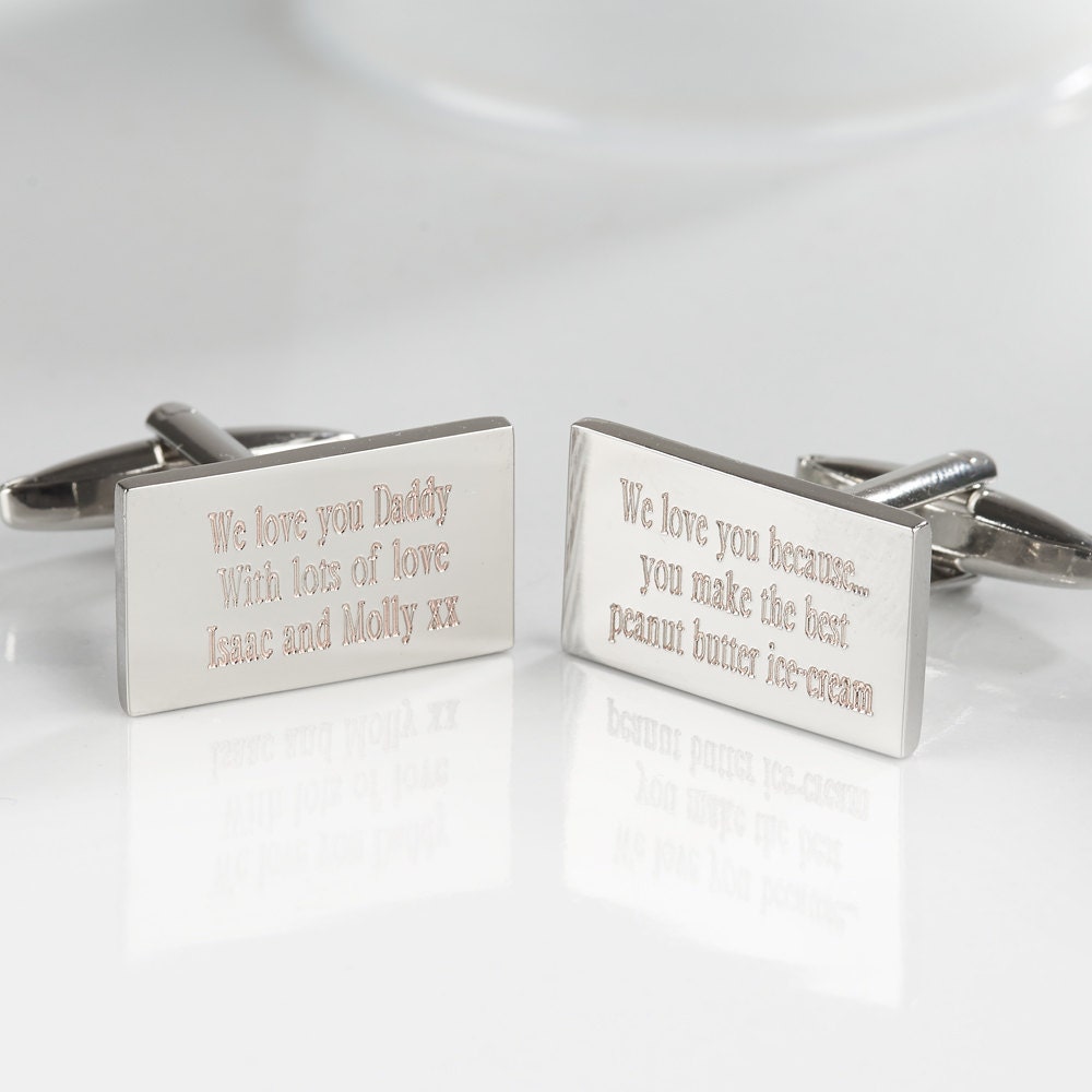 Personalised Silver Plated Cufflinks-Silver Plated Engraved Cufflinks-Engraved Cufflinks for Dad-Father's Day gift idea-silver cufflinks