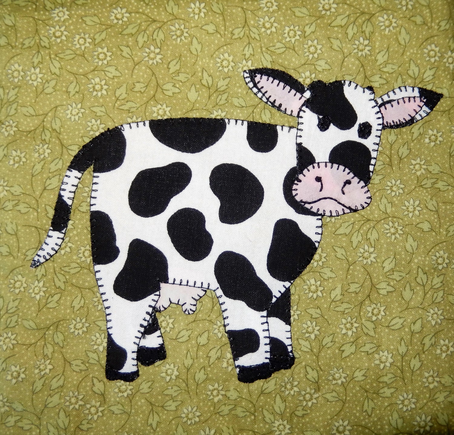 Cow PDF applique quilt block pattern farm animal applique