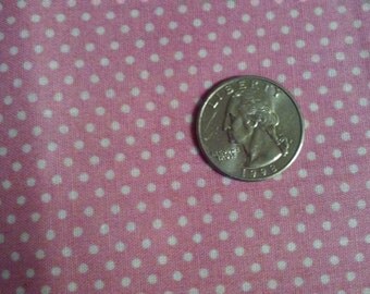 STRAWBERRY DOTS FABRIC, Pink with white dots. 31" x 44", Strawberry fabric,Vintage fabric