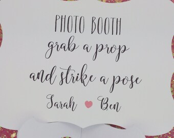 Wedding sign for Photo Booth, Custom and Personalised