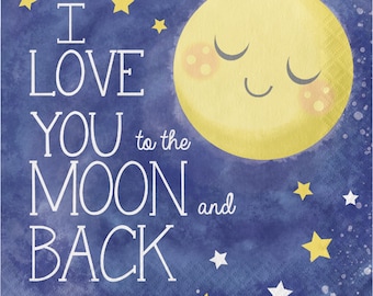 I Love You to the Moon and Back, Paper Napkins, Twinkle Twinkle Little Star, Starry Night, Paper Napkins, Moon, Stars, Lunch Size