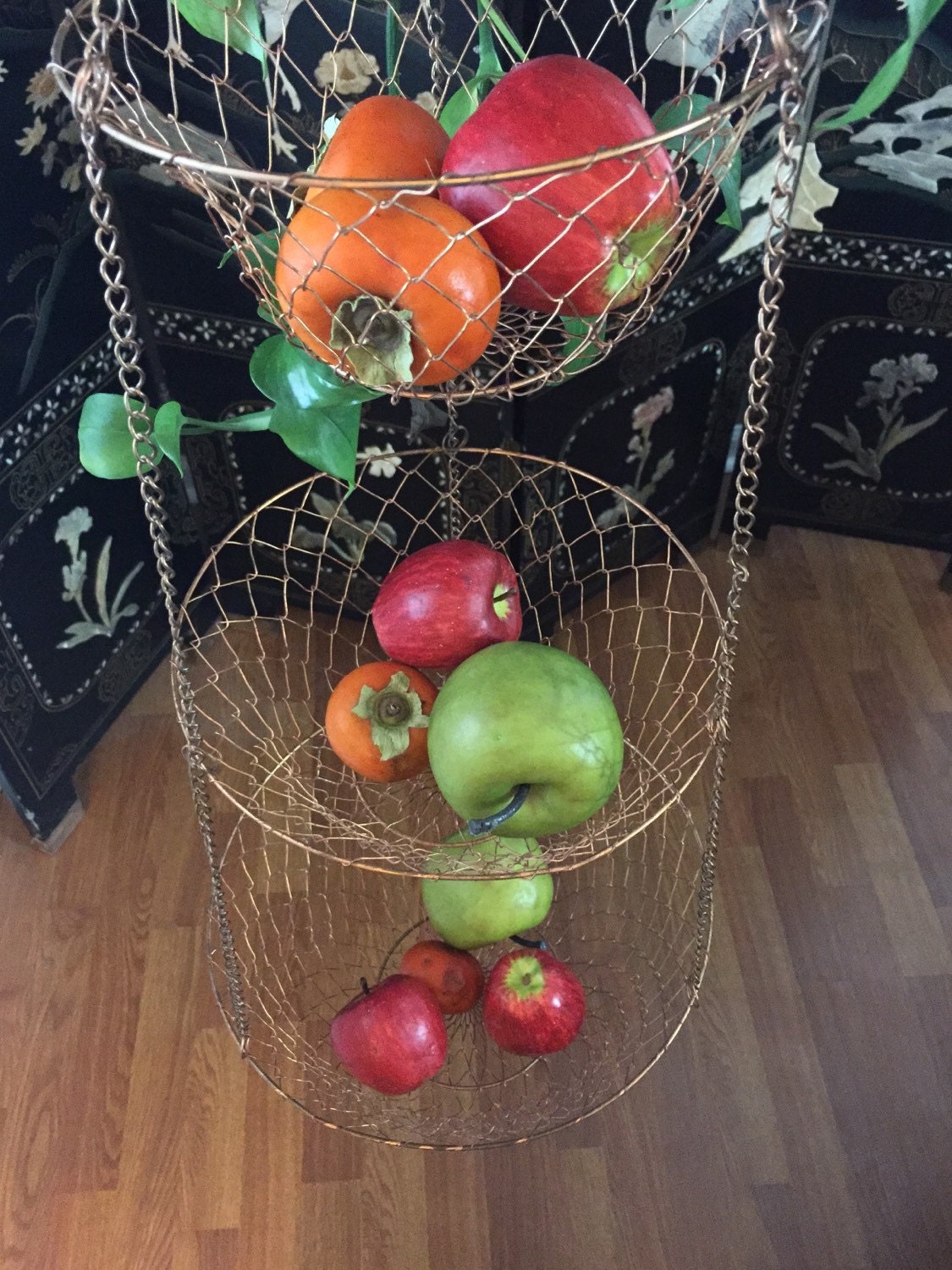 Vintage Three Tier Hanging Baskets / Hanging Wire Baskets Haute Juice