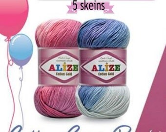 Cotton baby yarn, Alize COTTON GOLD BATIK, design multicolor yarn, Hypoallergenic eco friendly yarn, Colour of your choice