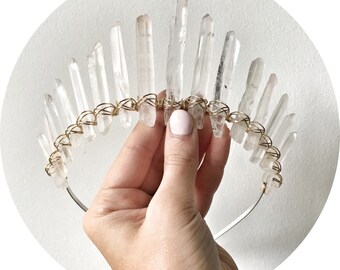 The Sarah - Tall crystal crown with rose gold, gold or silver wiring